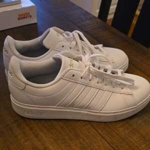 Adidas Classic White and Gold Sneakers